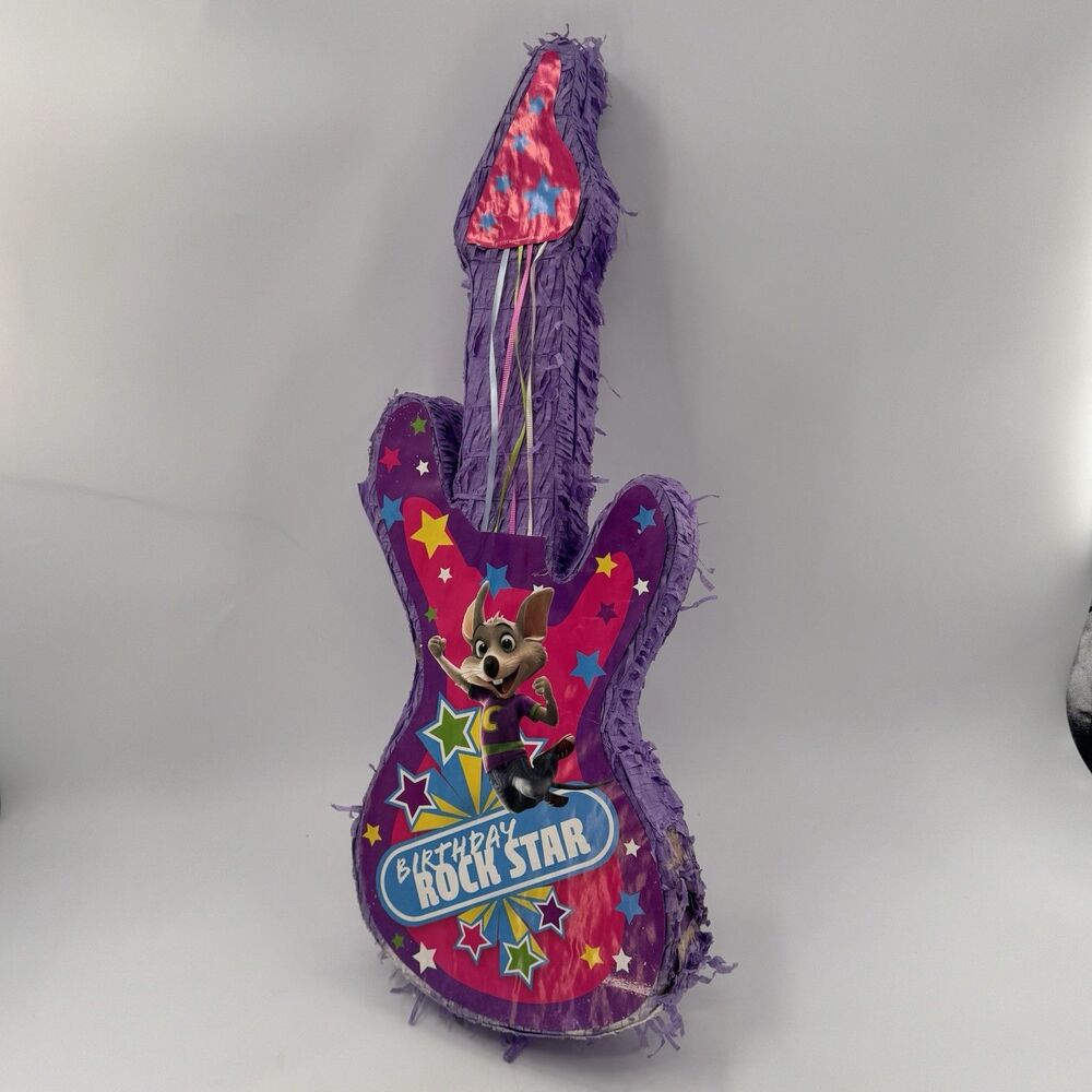 Rare Chuck E. Cheese Birthday Rock Star Guitar Piñata Memorabilia 2013